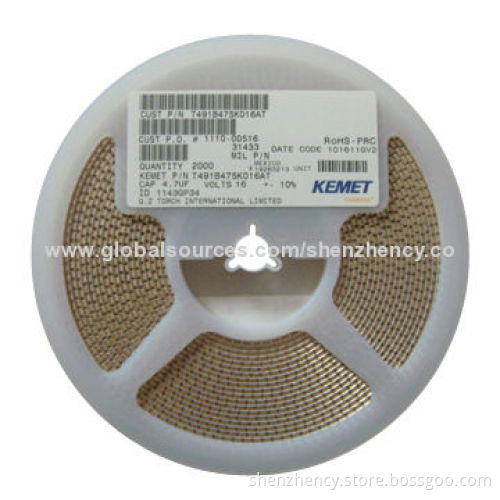 Kemet SMD Tantalum Capacitors, T491B475K016AT, 4.7UF 16V 10% 1411, B Case